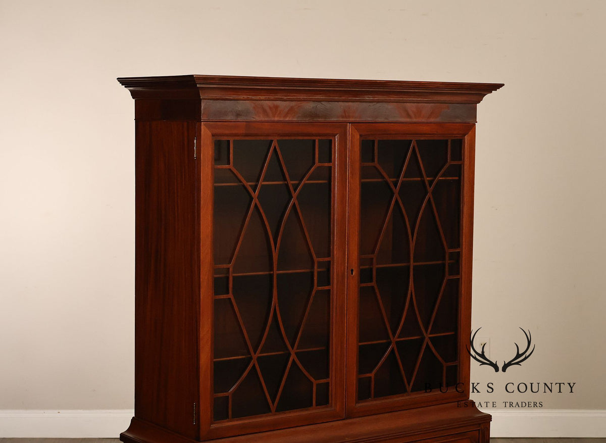 Vintage Federal Style Mahogany Two-Drawer China Cabinet
