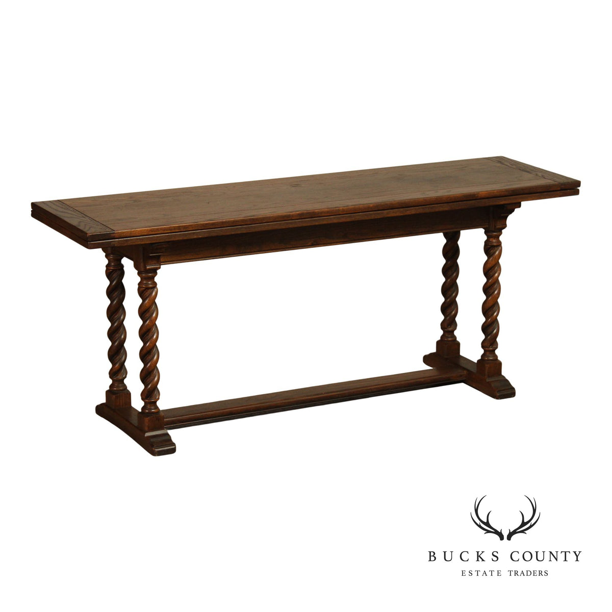 Jacobean Style Oak Barley Twist Library Console Table