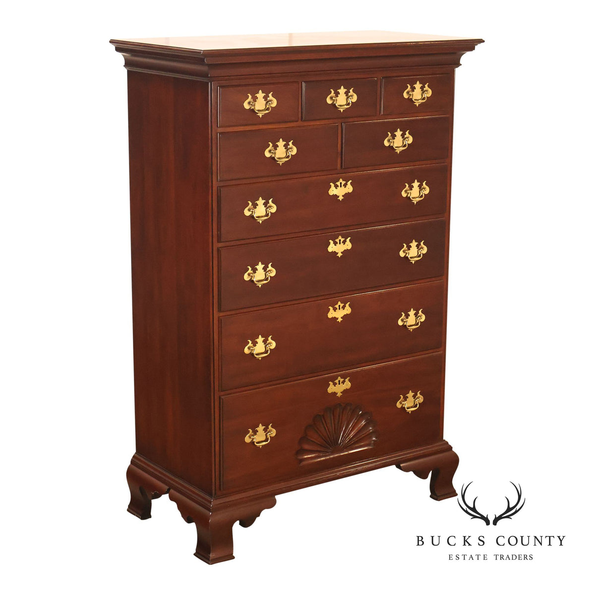 Statton Private Collection Cherry Chippendale Tall Chest Of Drawers