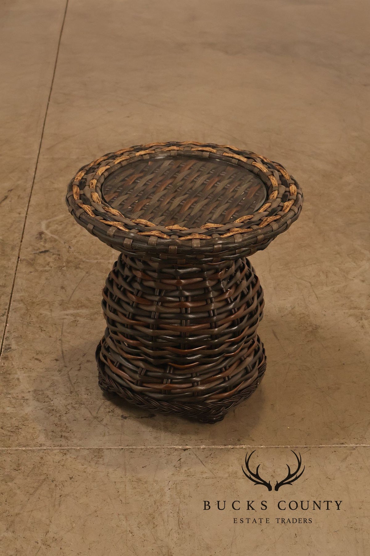 Lane Venture 'South Hampton' Pair of Glass Top Wicker End Tables