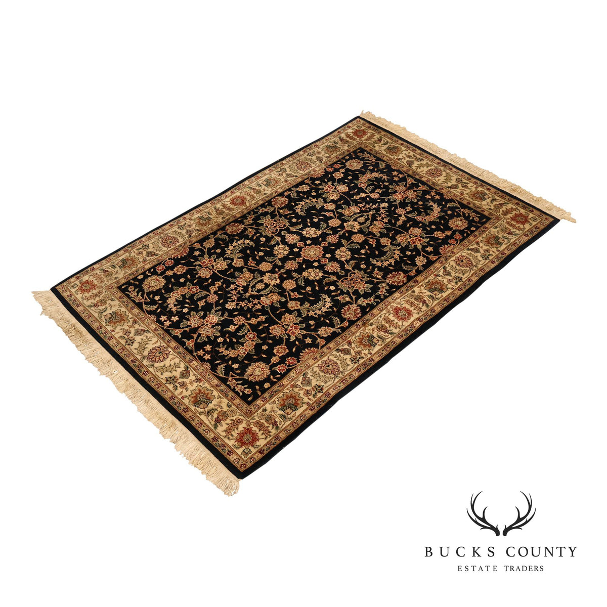Chinese Tabriz Fish Pattern Hand Woven Wool & Silk Area Rug 4' x 6'