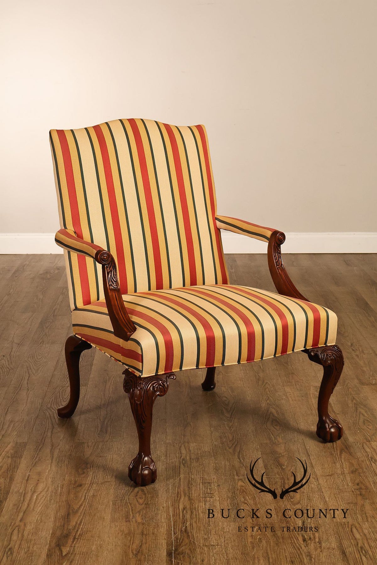 Southwood Chippendale Style Pair of Carved Mahogany Armchairs