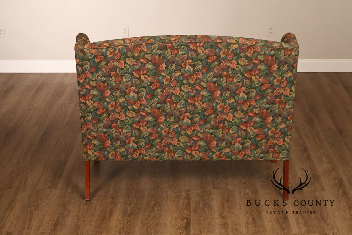 Traditional Upholstered Loveseat With Floral Fabric