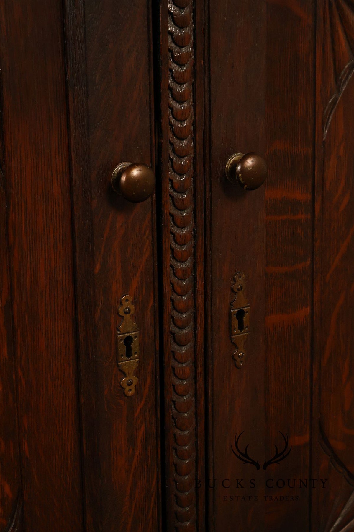 Antique RJ Horner Style Victorian Carved Oak Corner Cabinet