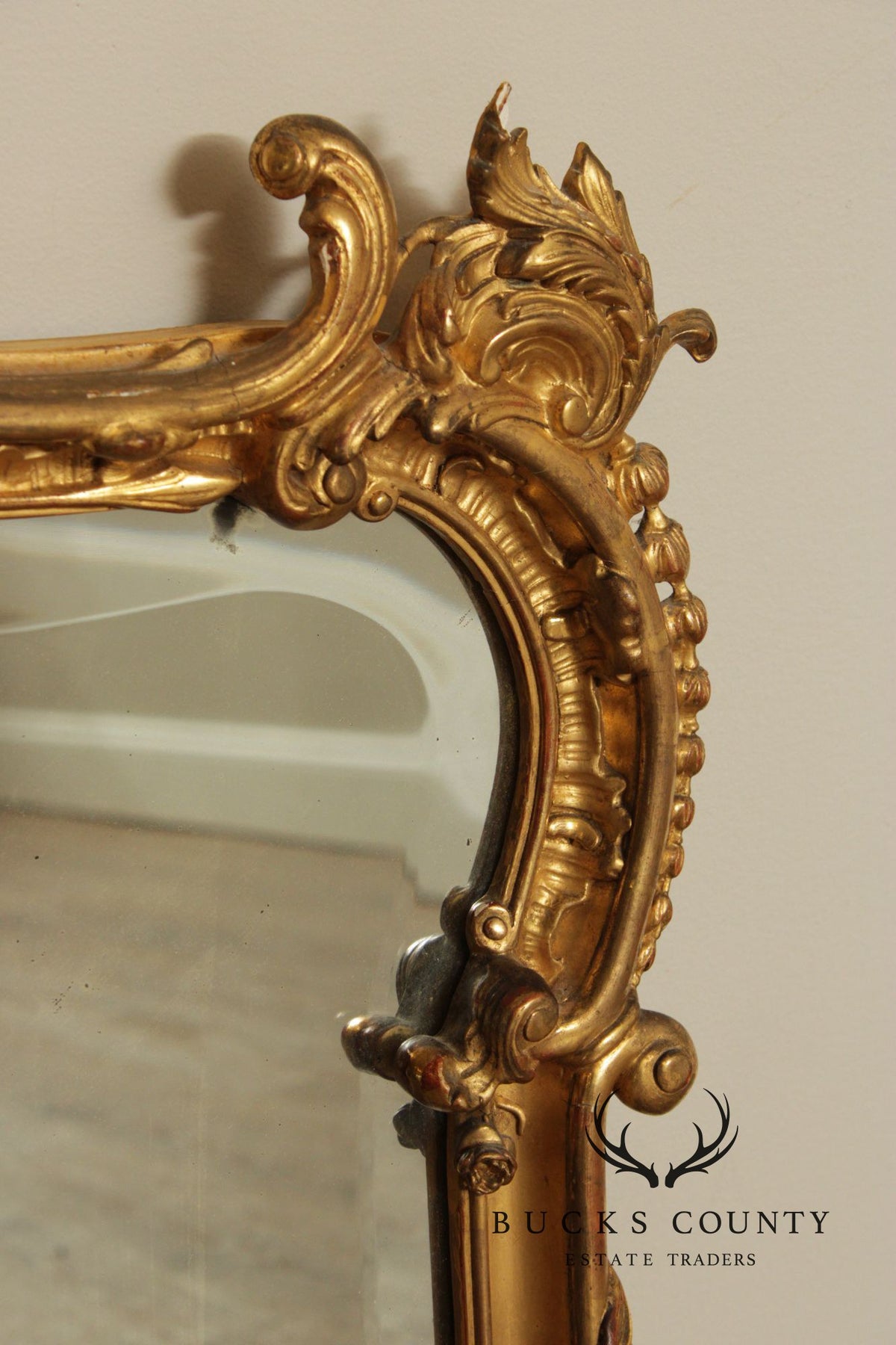 Antique Rococo Revival Giltwood Mantel Mirror