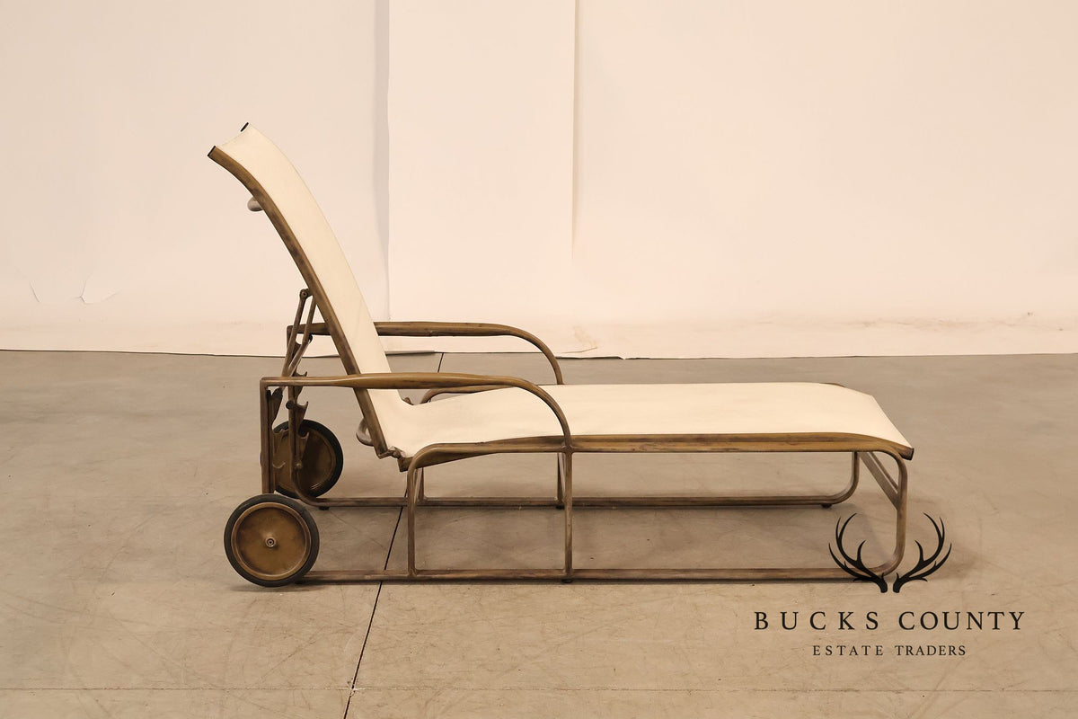 Brown Jordan Quantum Pair Of Contemporary Aluminum Sling Adjustable Chaise Lounge Chairs