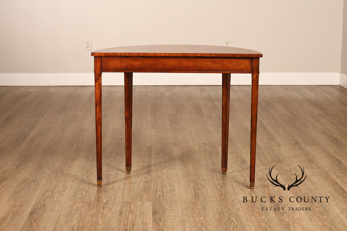 Jonathan Charles Inlaid Mahogany Demilune Console Table
