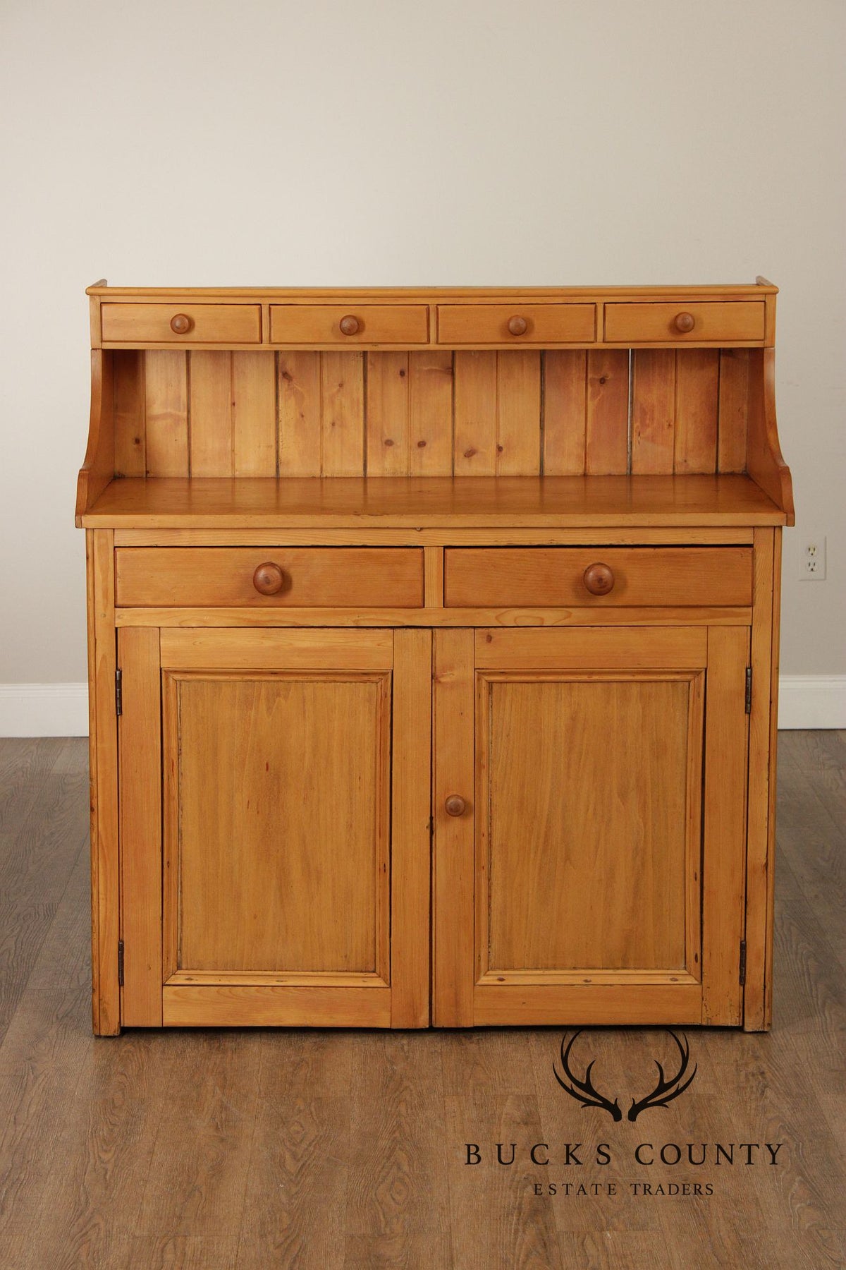 English Pine Step Back Hutch Dry Sink Cabinet