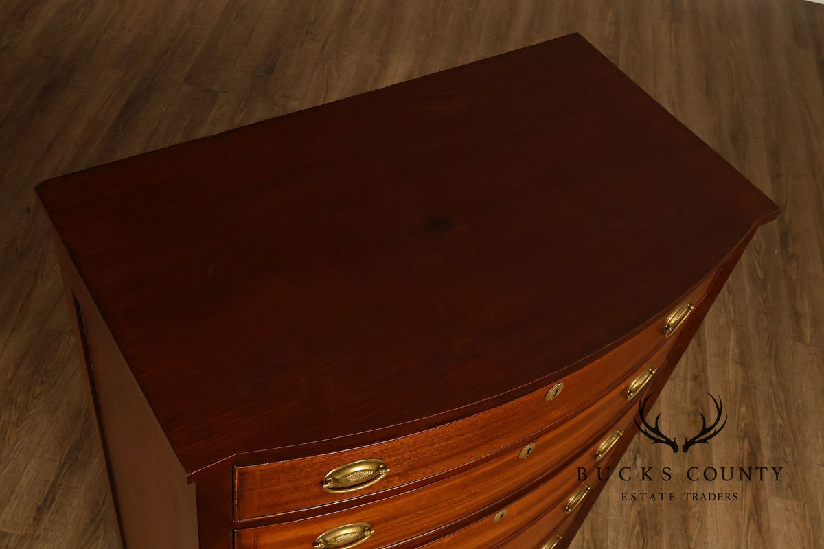 Antique Hepplewhite Style Mahogany Bow Front Six-Drawer Tall Chest