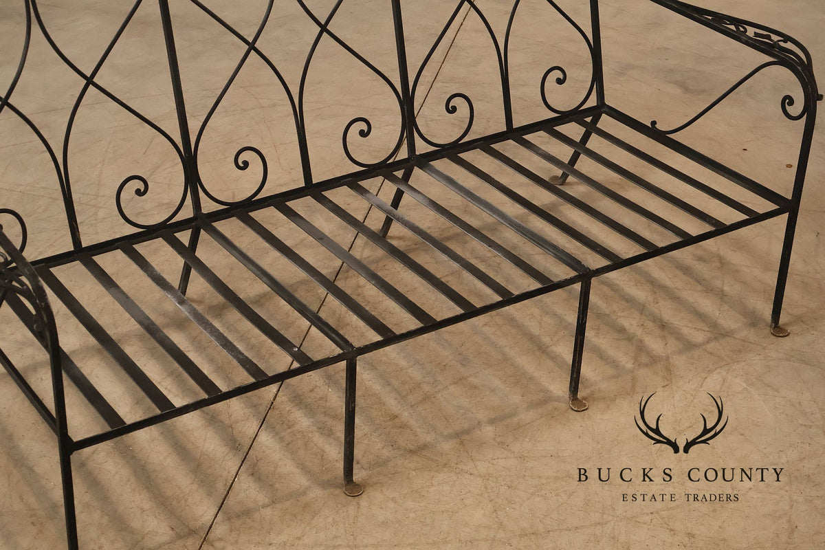 Vintage Wrought Iron Scrollwork Garden Bench
