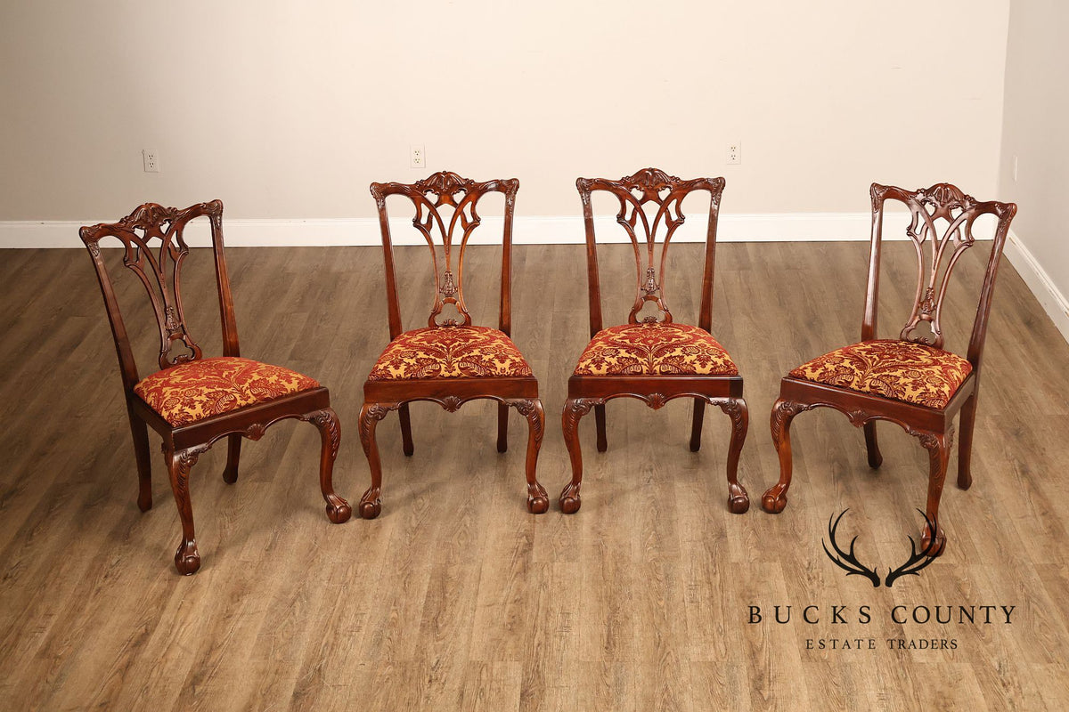 Lexington Furniture Chippendale Style Mahogany Carved Set Of Four Dining Chairs