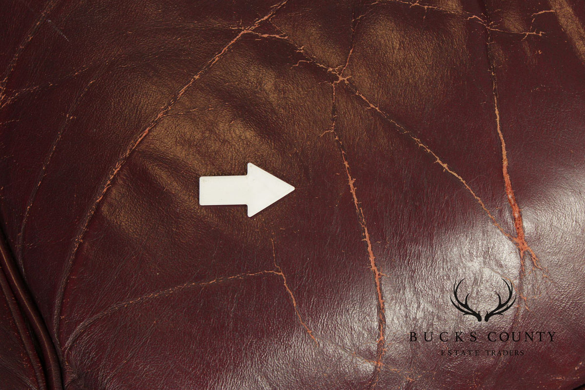 Hancock & Moore Burgundy Leather Nailhead Trim Sofa