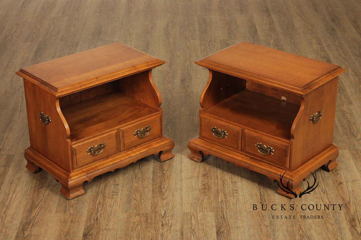 Sprague & Carleton Solid Maple Pair One Drawer Nightstands
