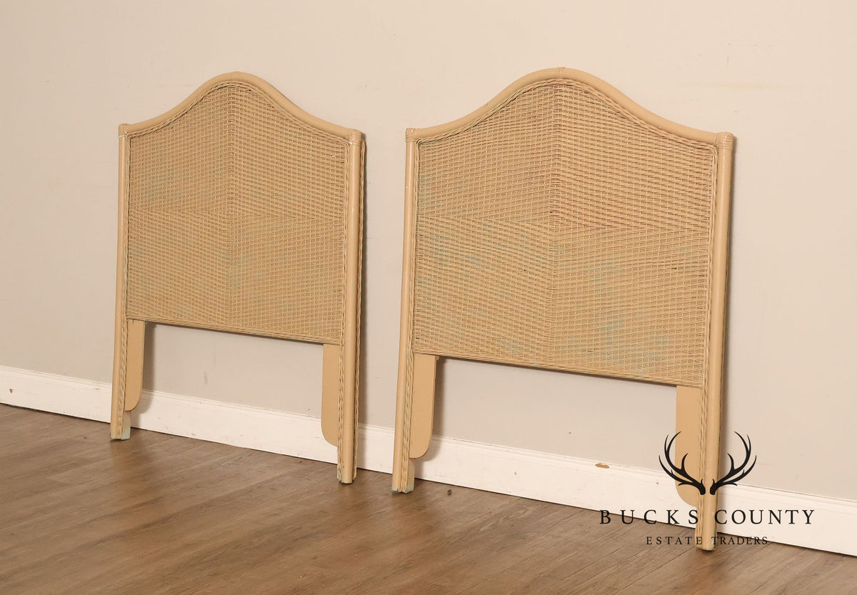 Vintage Coastal Style Pair of Twin Wicker Headboards