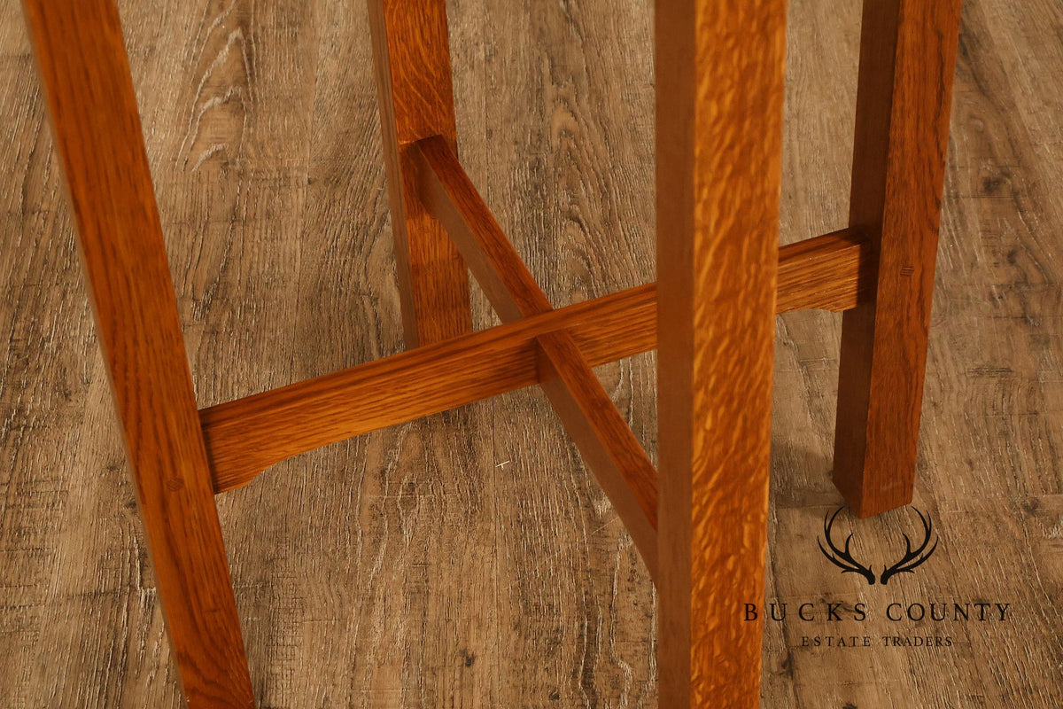 Stickley Mission Ellis Inlaid Round Oak Side Table