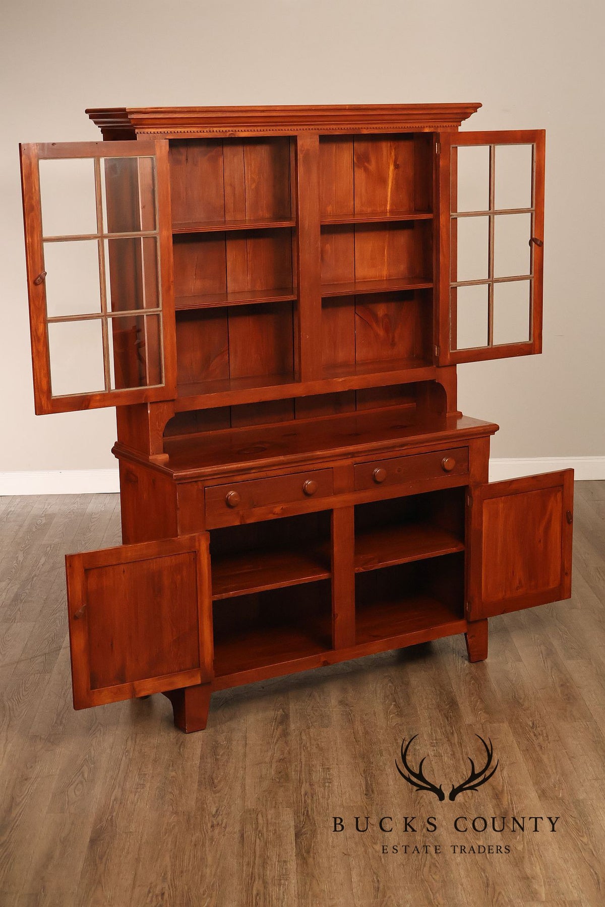 Custom Quality Farmhouse Pine Step Back Hutch