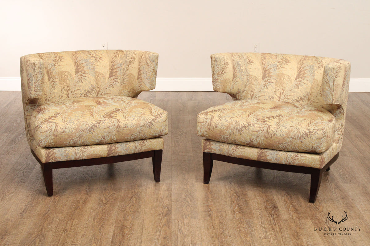 Precedent Sherrill Furniture Modern Pair Of Barrel Back Lounge Chairs