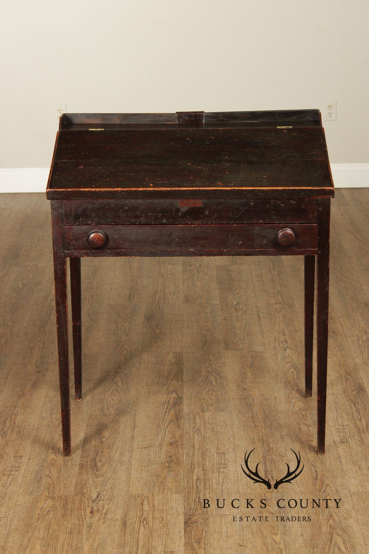 Antique Country Sheraton Slant Front Clerk’s Desk