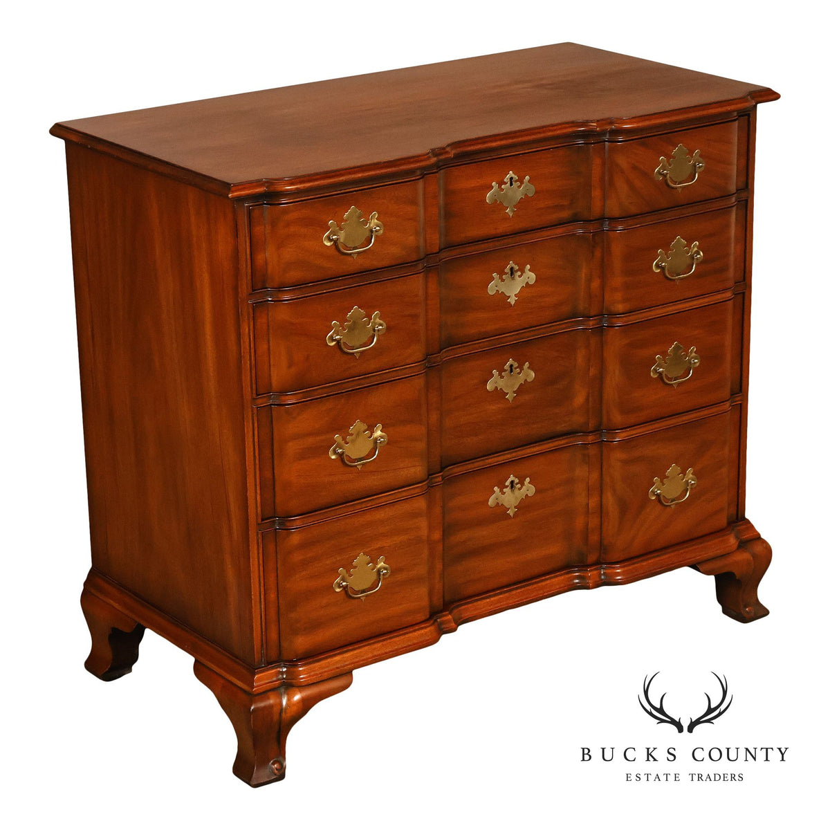 Kindel Chippendale Style Mahogany Block-Front Chest Of Drawers