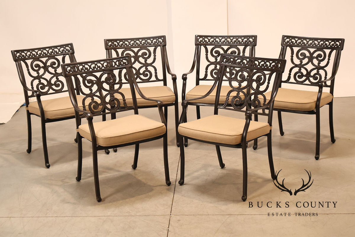Castelle Cast Aluminum Outdoor Dining Table With Six Chairs Patio Set