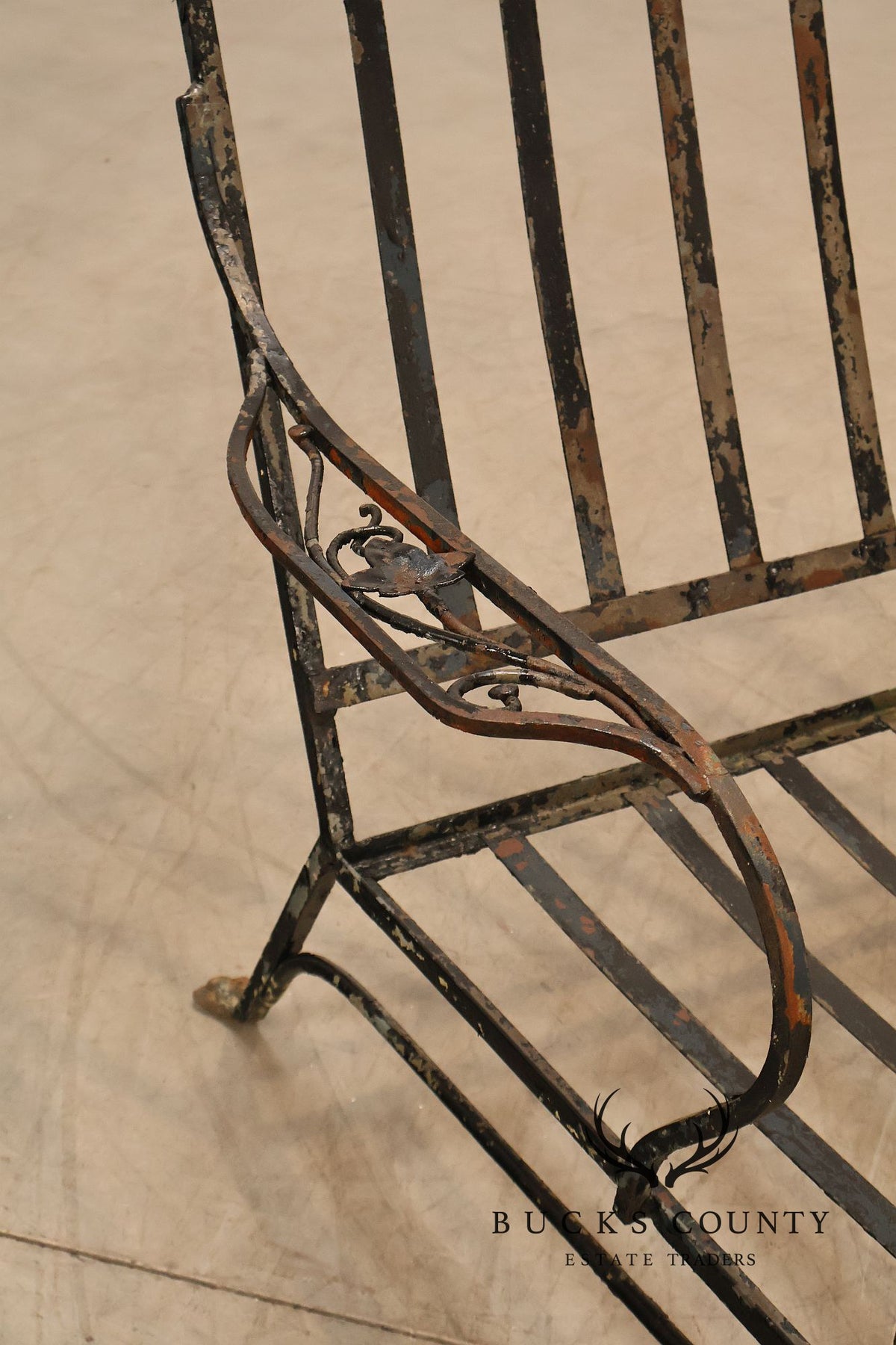 Vintage Wrought Iron Ivy Pattern Garden Bench
