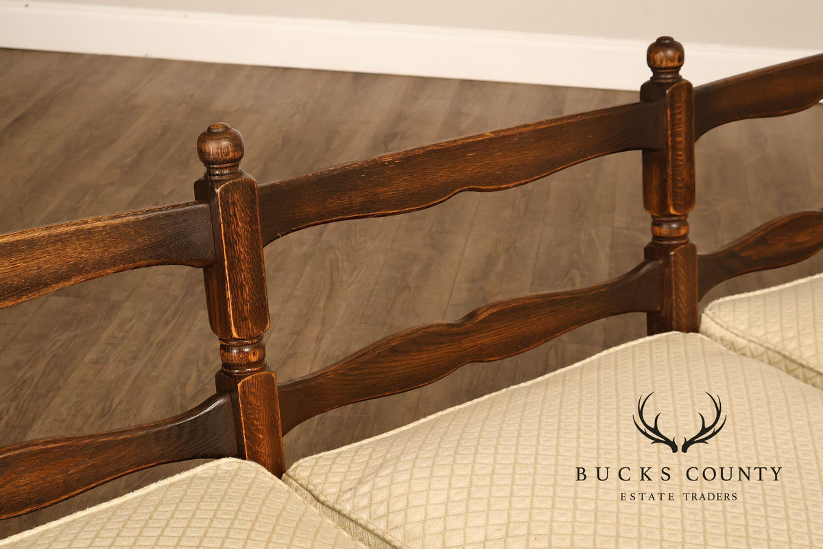 French Country Style Carved Oak Frame Three Seat Sofa
