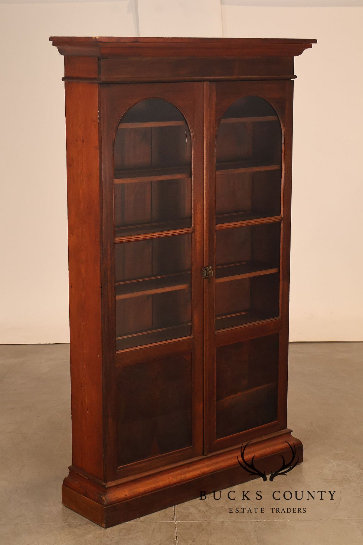 Antique Victorian Two-Door Bookcase Display Cabinet