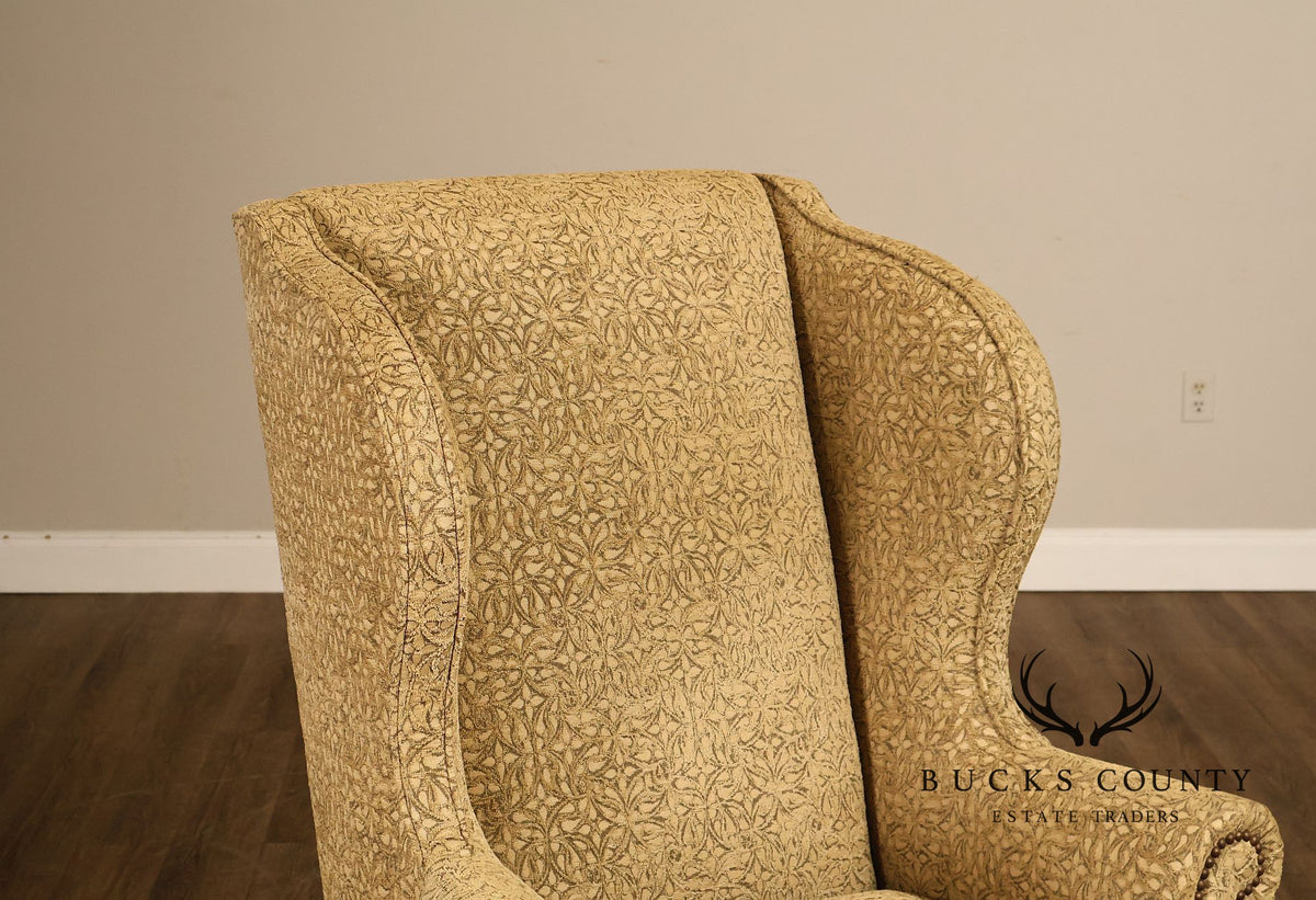 Lee Jofa Pair Of Custom Upholstered Wingback "Mayfair" Armchairs