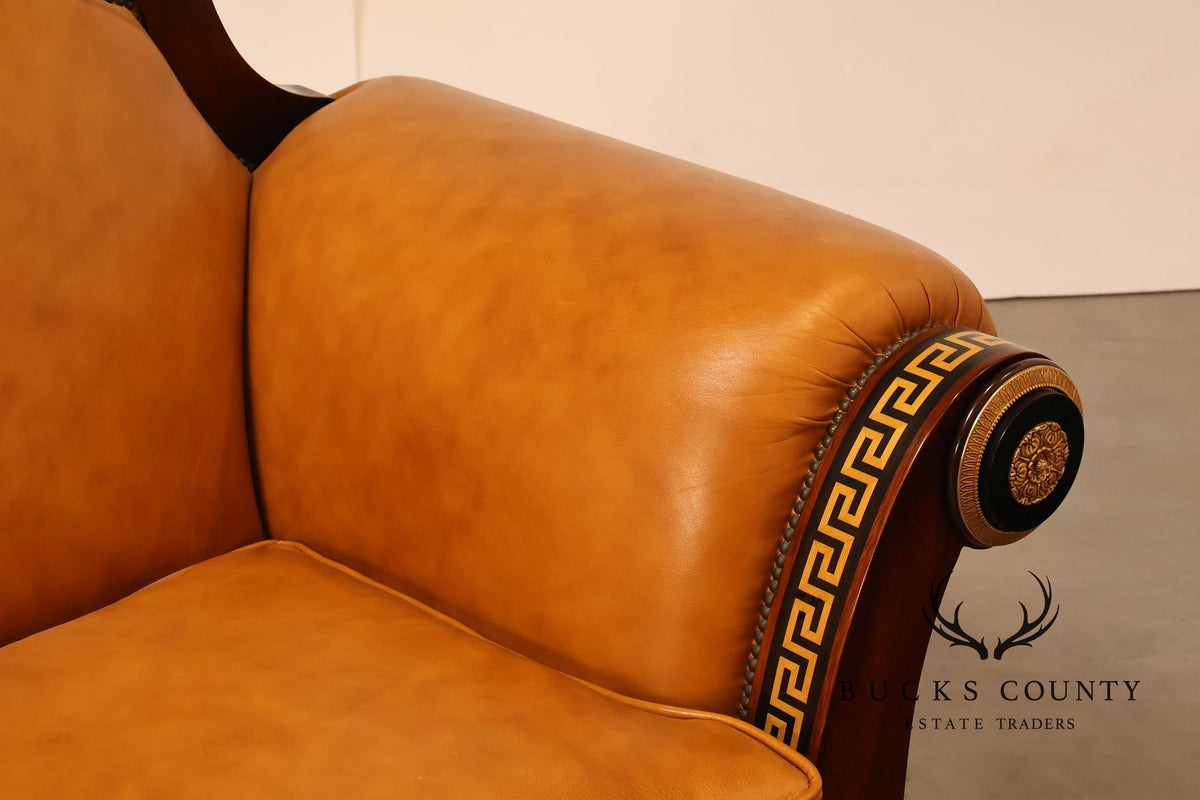 Empire Style Sofa Mahogany And Leather Sofa With Gilt Bronze Mounts