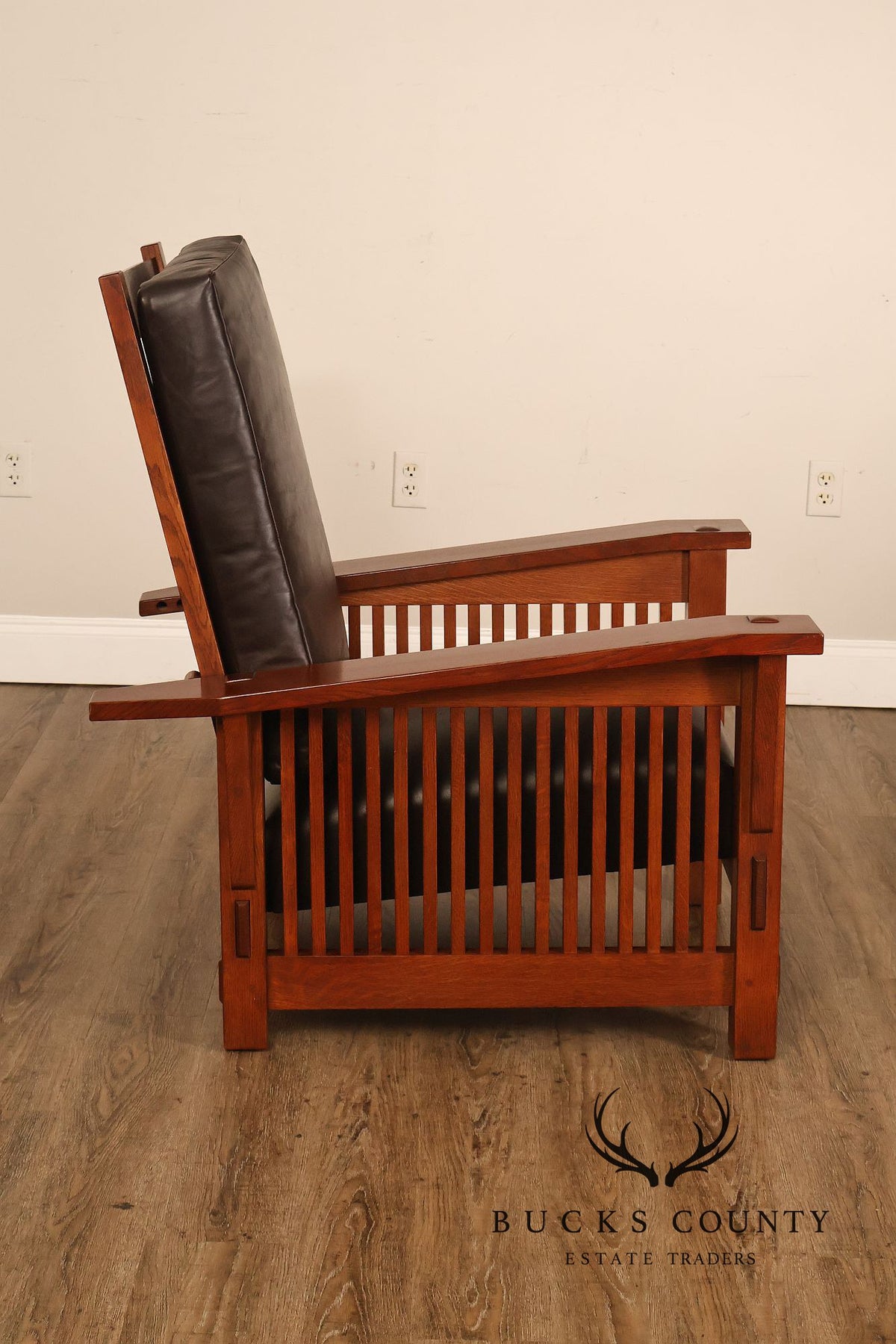 Stickley Mission Collection Oak Bent Arm Morris Chair
