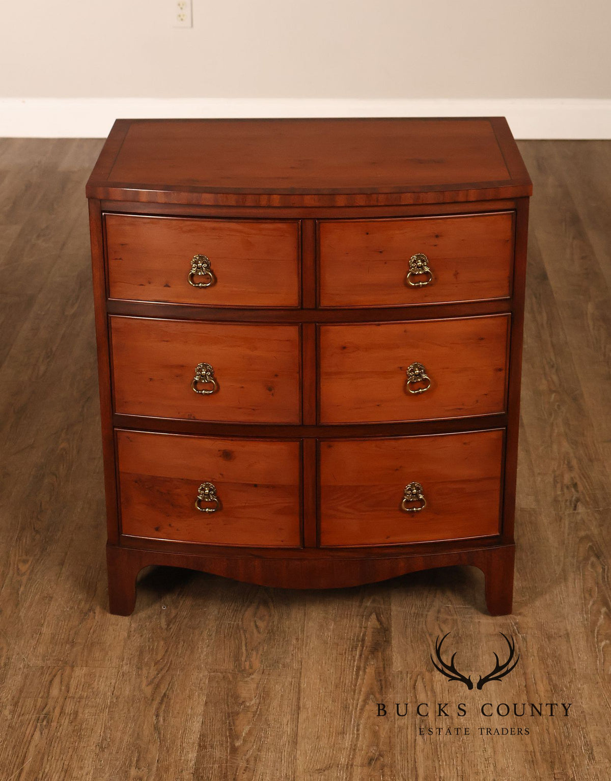 Henkel Harris Mahogany And Yew Wood Bow Front Chest Of Drawers