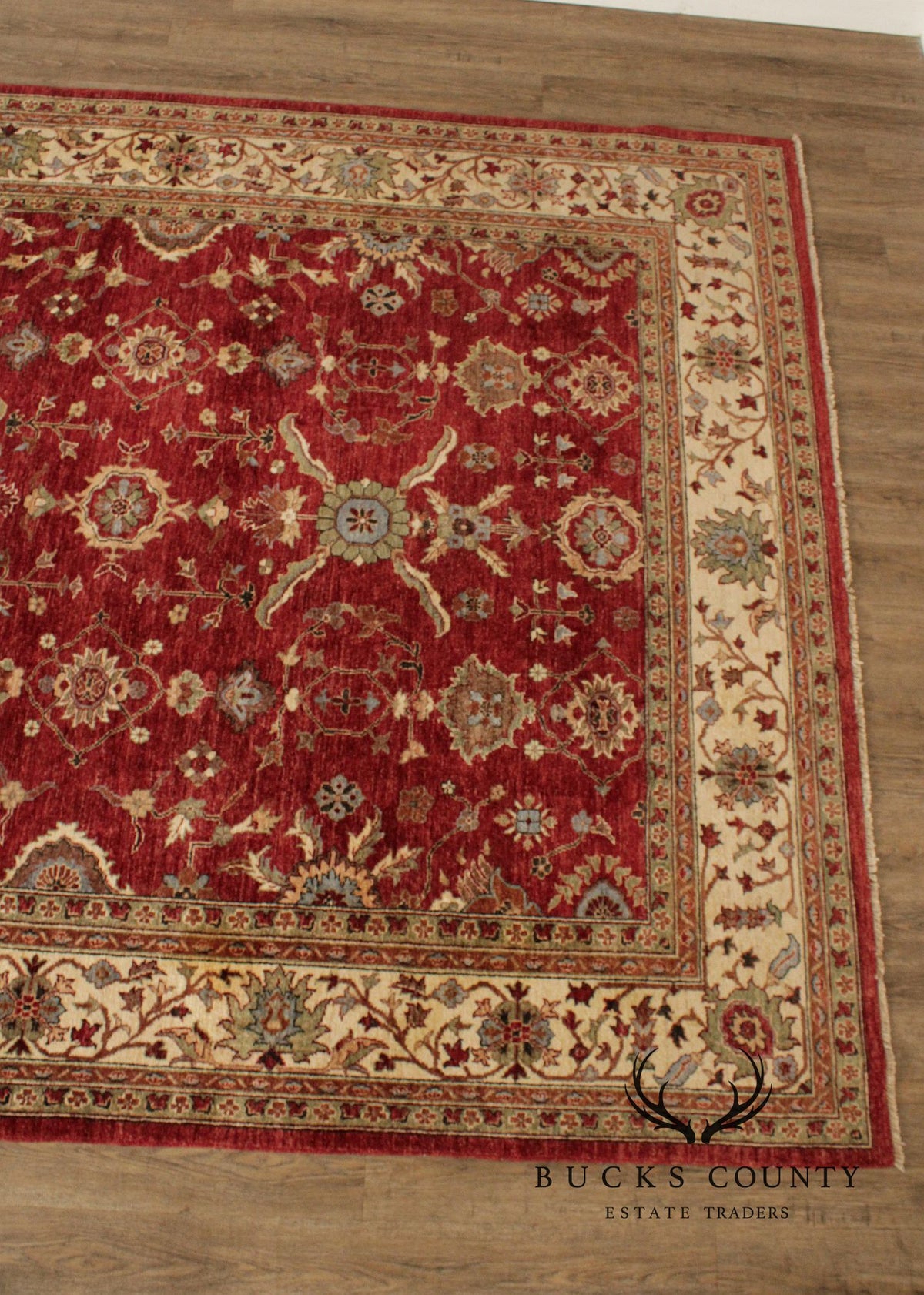 Persian Heriz Style Wool Area Rug With Red Field 8'x10'