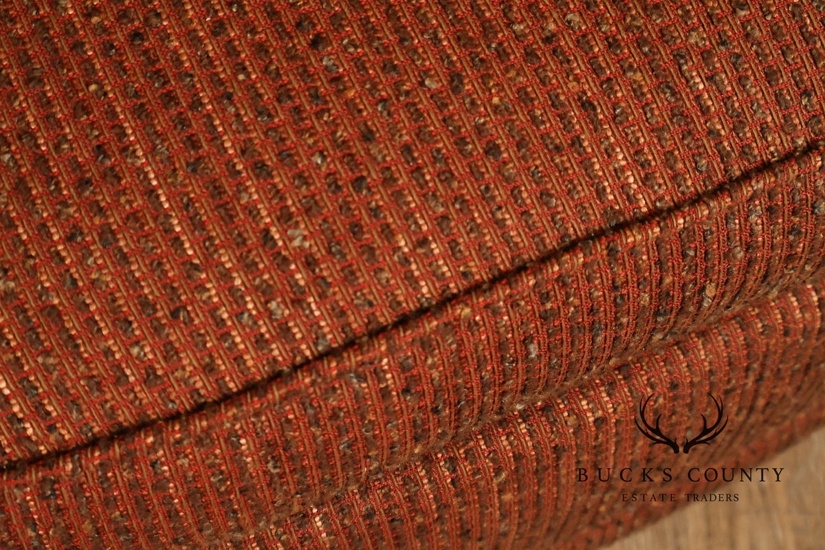 Leggett & Platt Pair Of Upholstered Swivel Glider Club Chairs With Round Ottoman