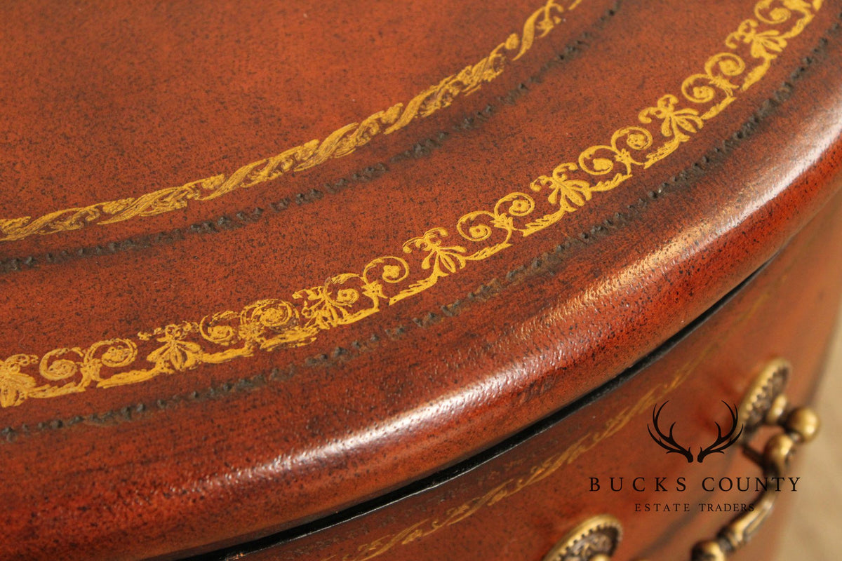 Regency Style Leather Wrapped Drum Table