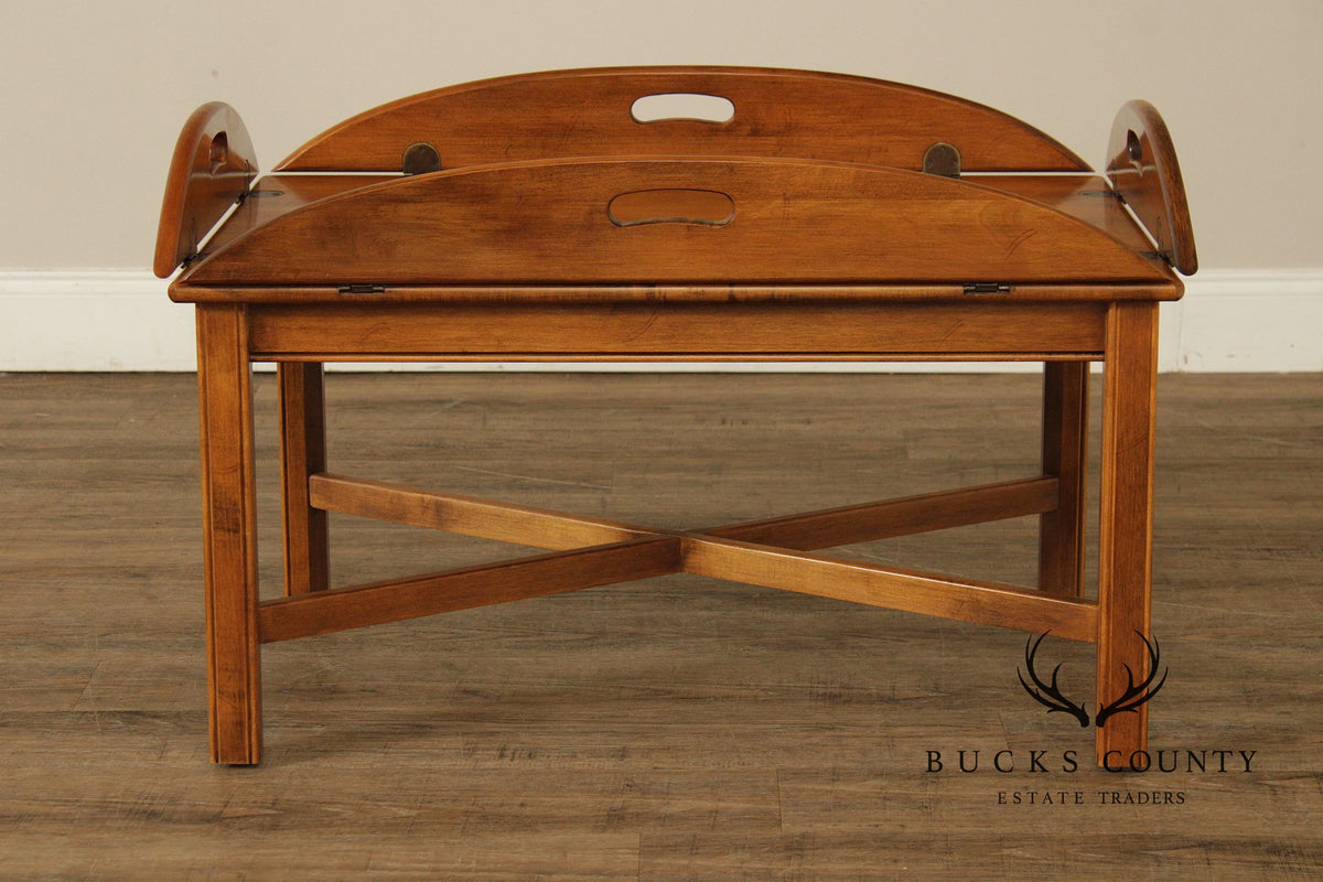 Ethan Allen 1776 Collection Chippendale Style Maple Butler’s Tray Coffee Table