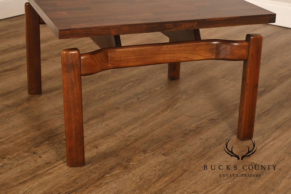 Danish Modern Vintage Square Laminate Top Teak End Table