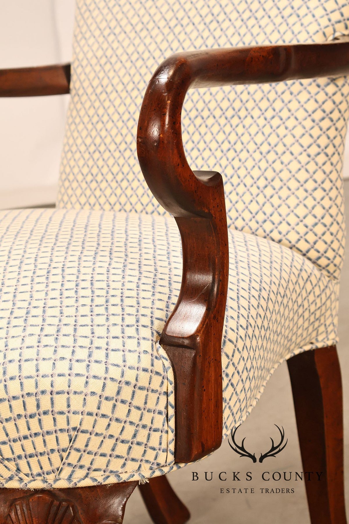 Queen Anne Style Pair of Mahogany Armchairs