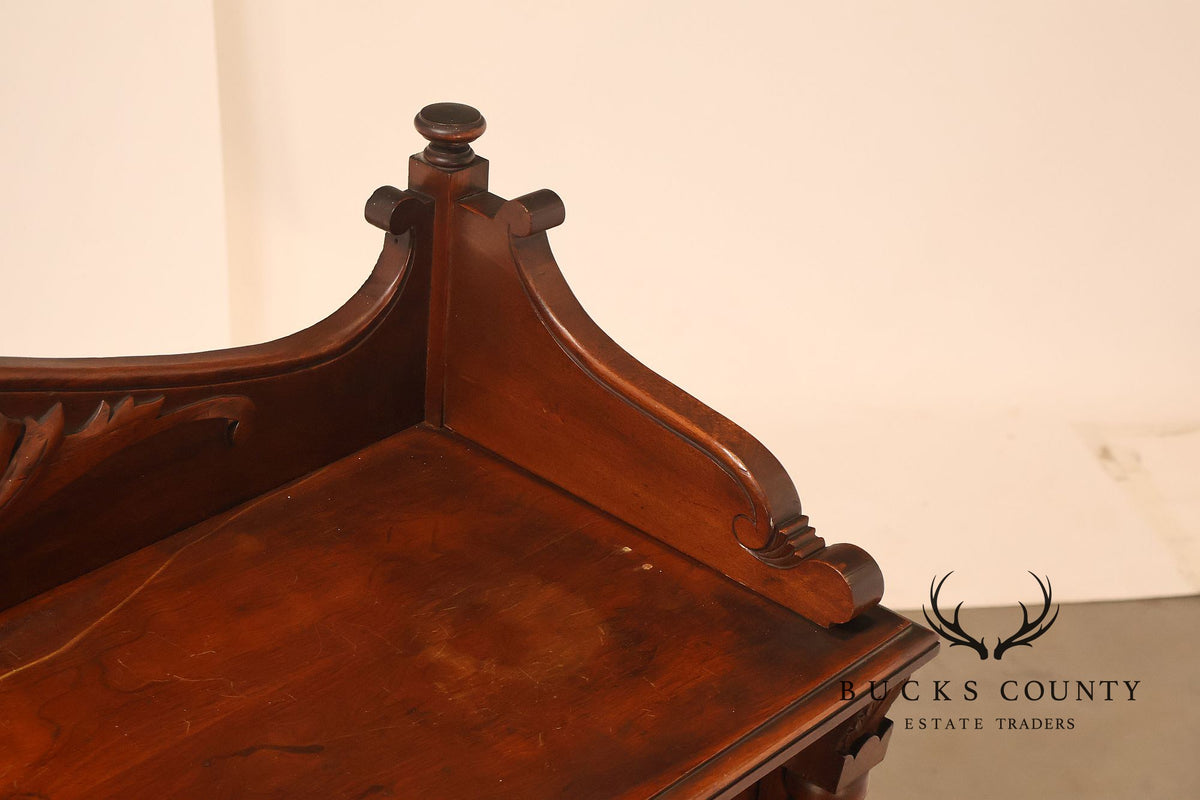 Antique Victorian Carved Walnut and Glass Bookcase