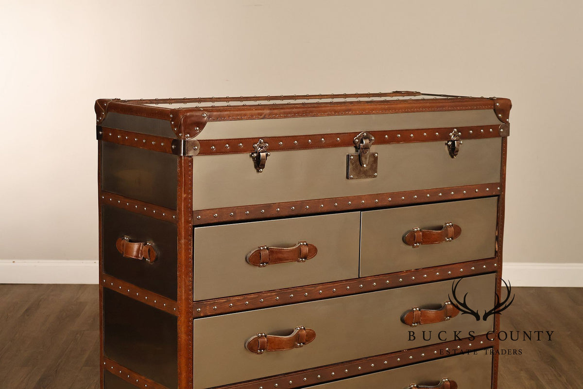 Restoration Hardware 'Mayfair' Steel and Leather Chest of Drawers