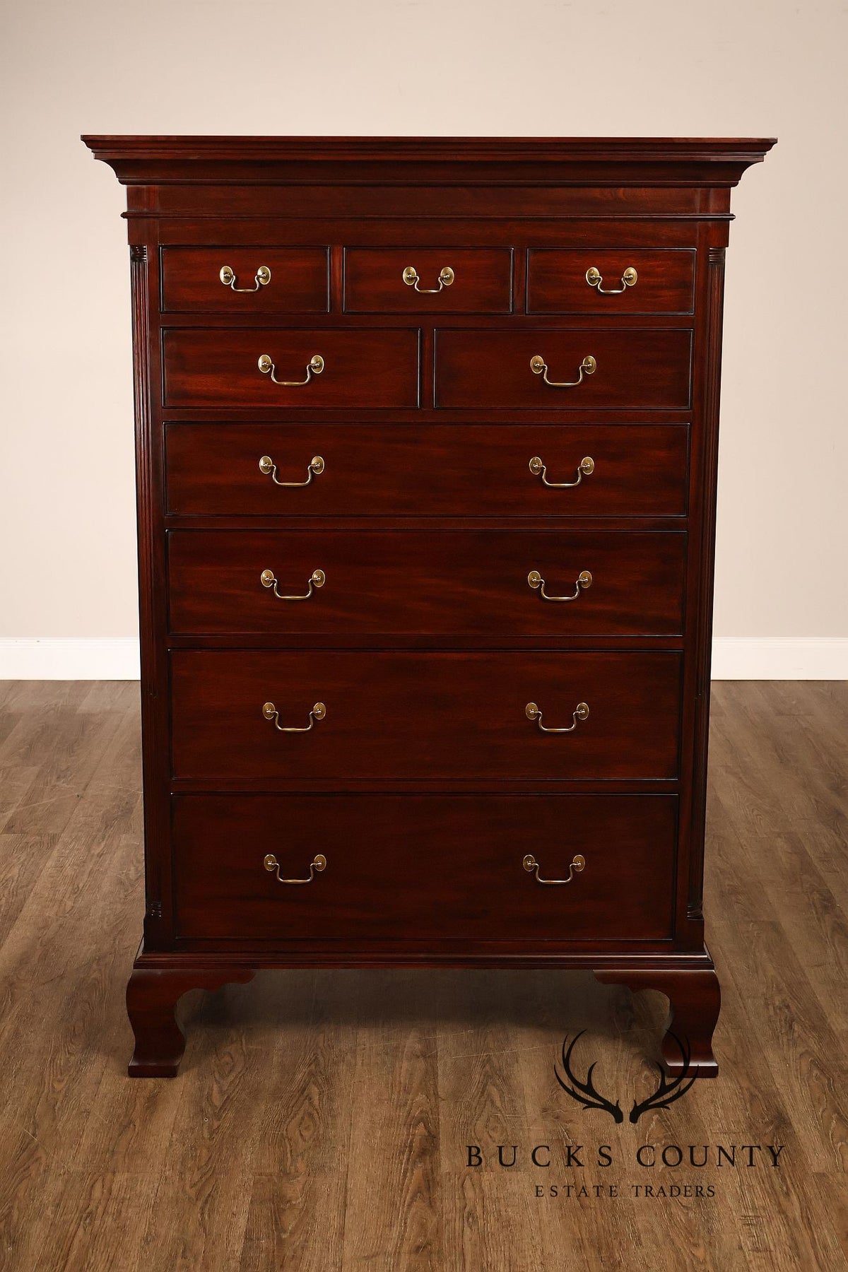 Henkel Harris Chippendale Style Mahogany Tall Chest