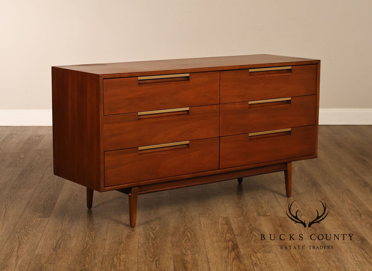 Mid Century Modern Walnut Double Dresser