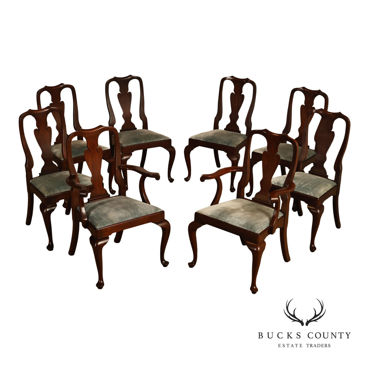 Henkel-Harris Set Of Eight Mahogany Queen Anne Dining Chairs
