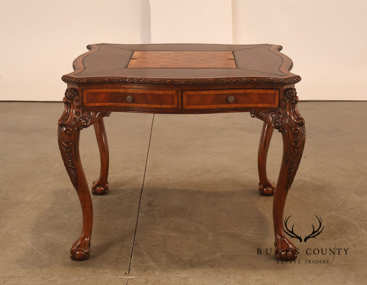 Lloyd Buxton Leather Top Four Drawer Gaming Table With Backgammon And Chess Board