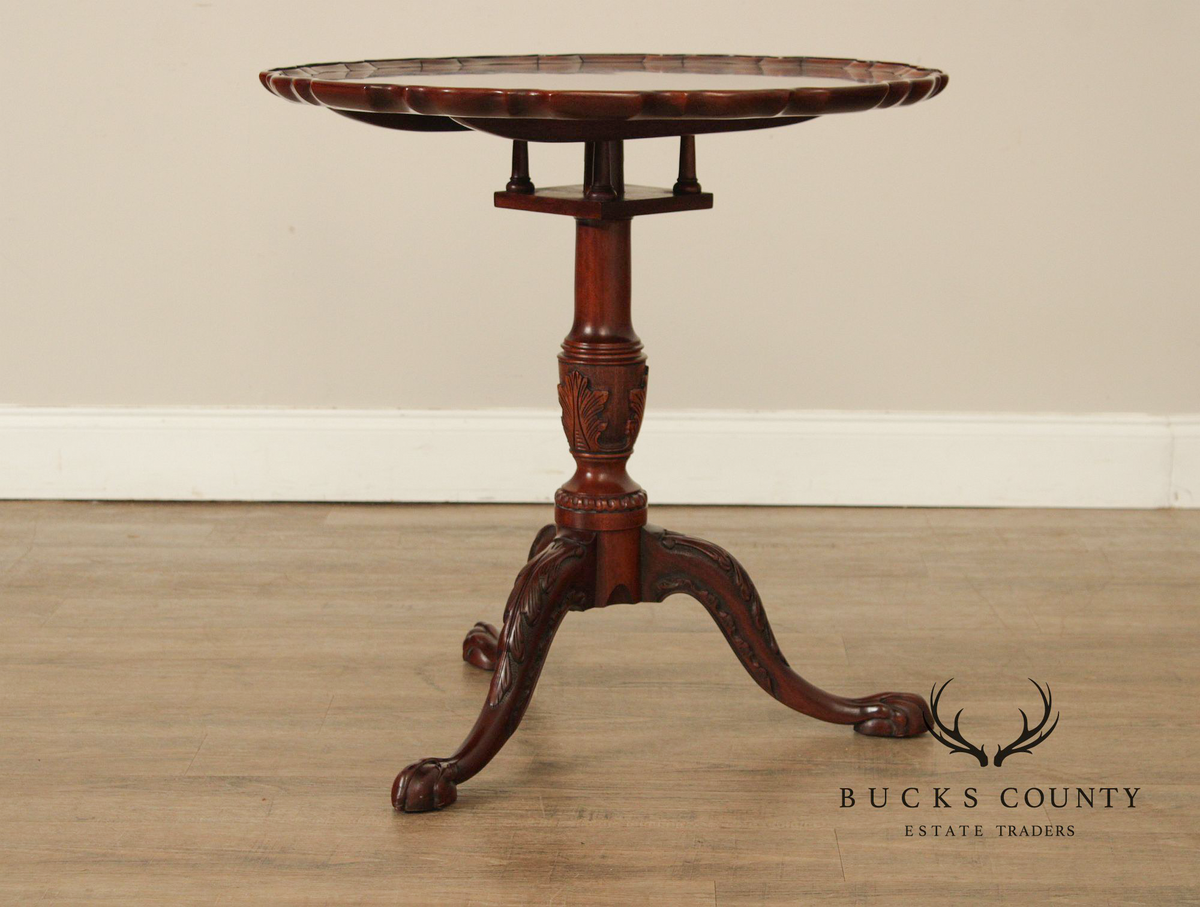 Henkel Harris Chippendale Style Mahogany Tilt Top Pie Crust Table