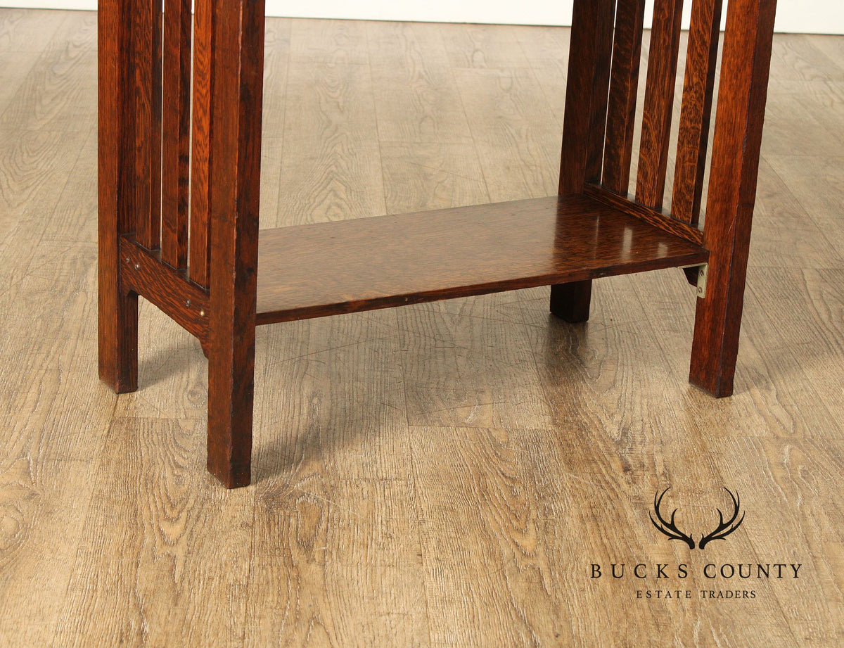 Mission Oak Arts & Crafts Magazine Stand Book Trough