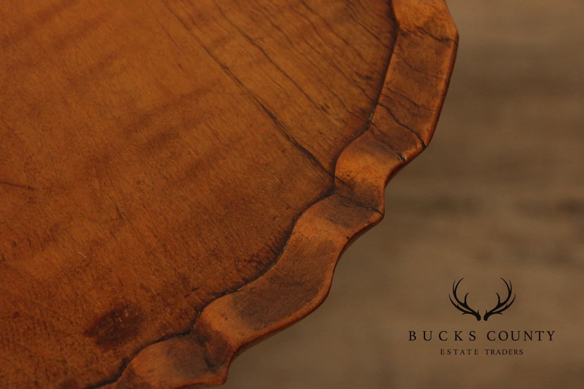 Queen Anne Style Tiger Maple Pie Crust Tilt Top Side Table