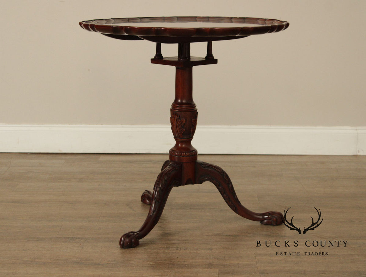 Henkel Harris Chippendale Style Mahogany Tilt Top Pie Crust Table