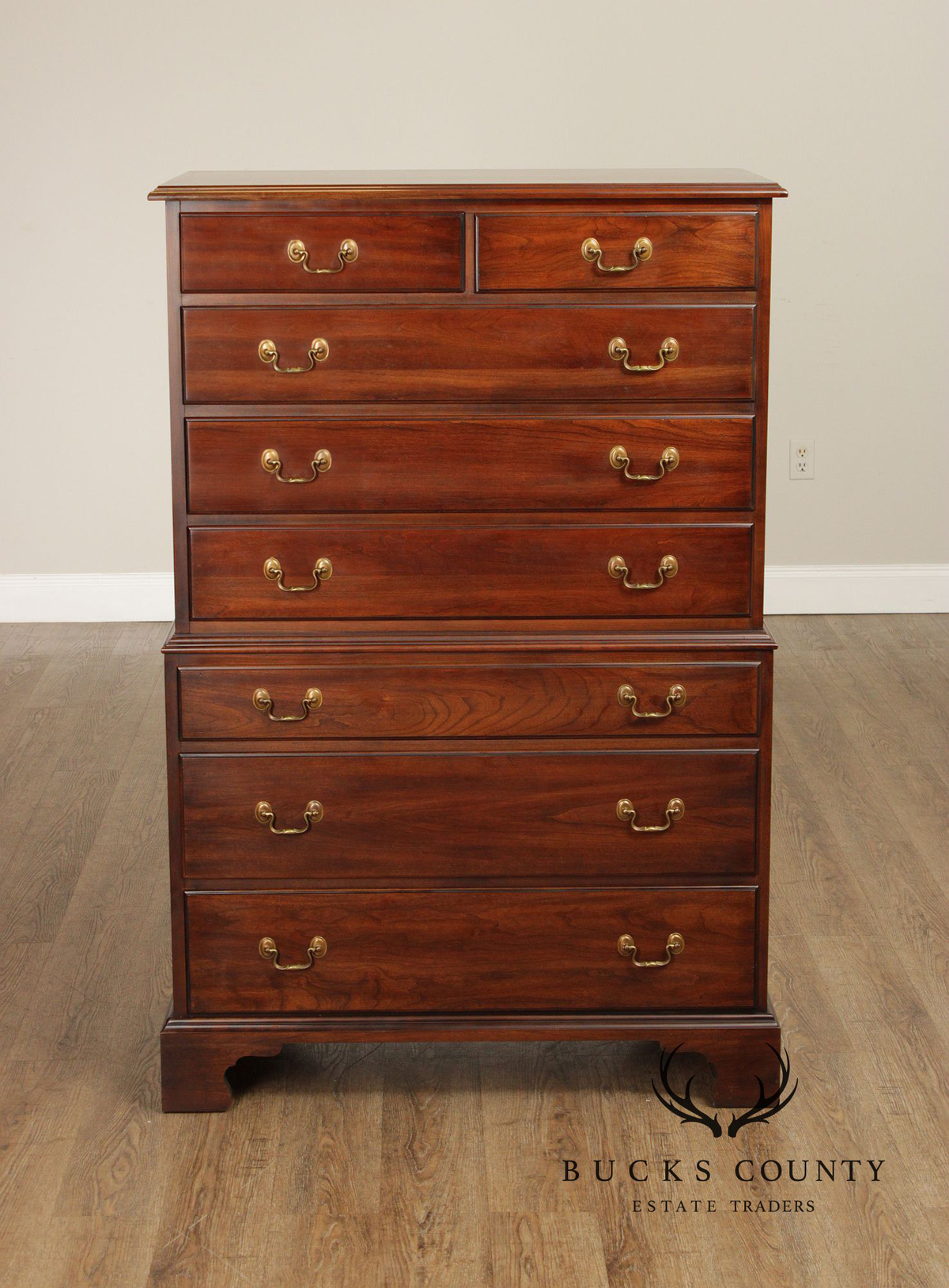 Henkel Harris Chippendale Style Vintage Cherry Tall Chest