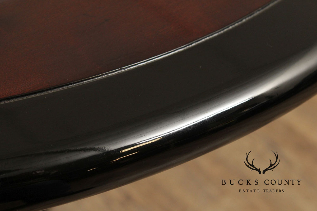 Henredon 'Scene Three' Oval Expandable Black Lacquered And Burl Walnut Dining Table