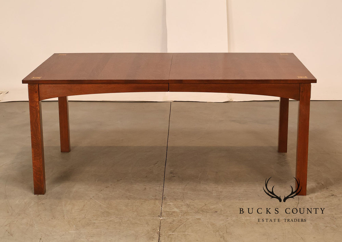 Stickley Mission Collection Harvey Ellis Inlaid Oak Extendable Dining Table